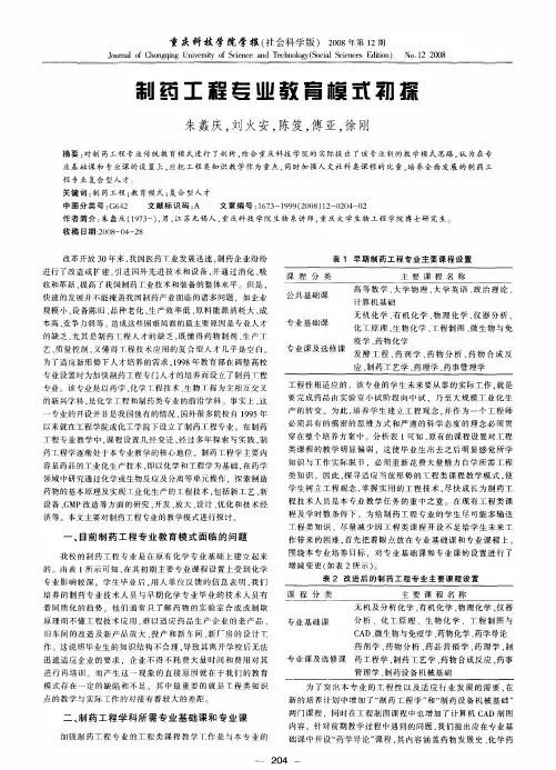 制药工程专业教育模式初探