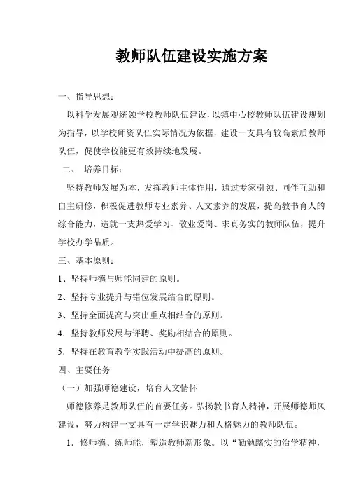 教师队伍建设实施方案 2