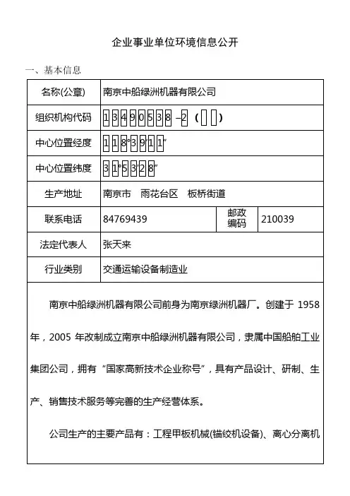 企业事业单位环境信息公开