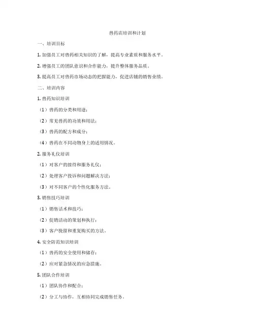 兽药店培训和计划
