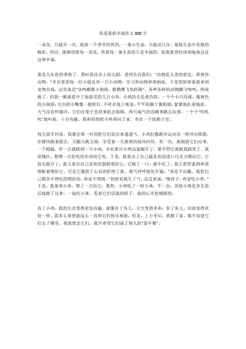 你是我的幸福作文800字完美版