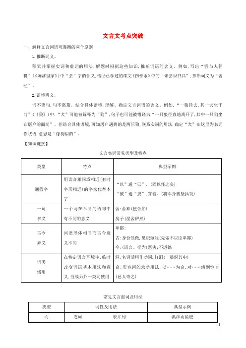 安徽省中考语文复习 文言文考点突破