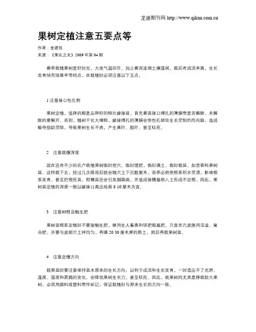 果树定植注意五要点等