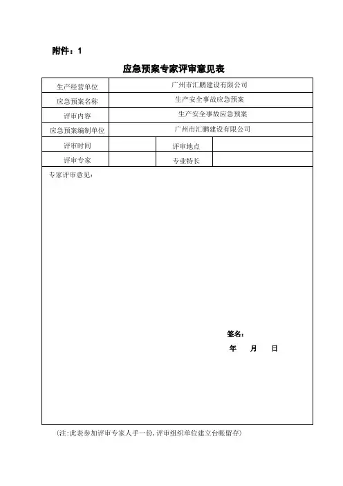应急预案专家评审意见表 2