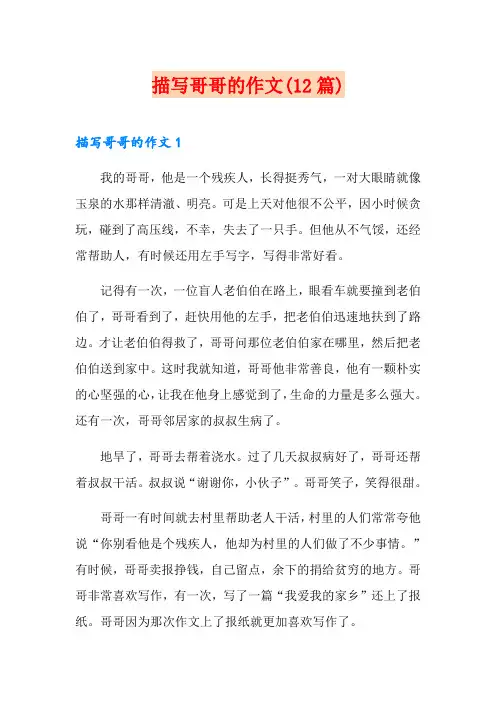 描写哥哥的作文(12篇)