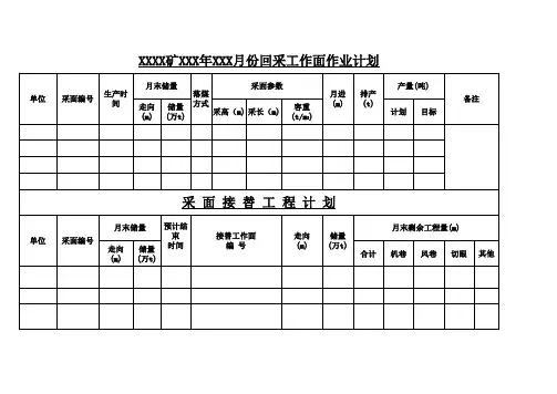 煤矿月份生产计划表