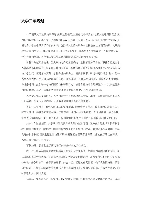未来大学三年规划