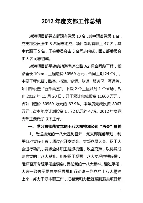 2012年度支部工作总结