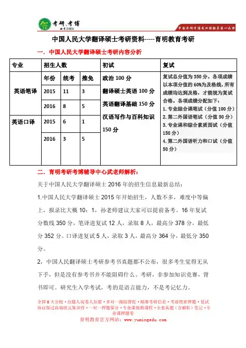 中国人民大学翻译硕士   复试经验