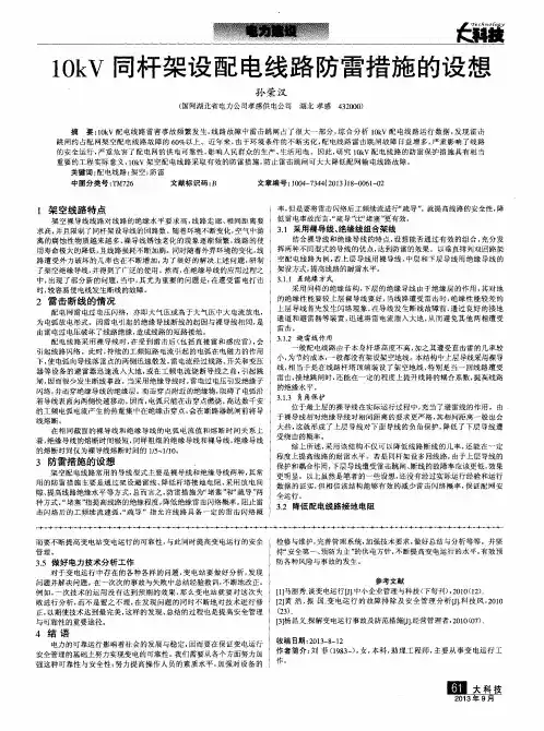 10kV同杆架设配电线路防雷措施的设想