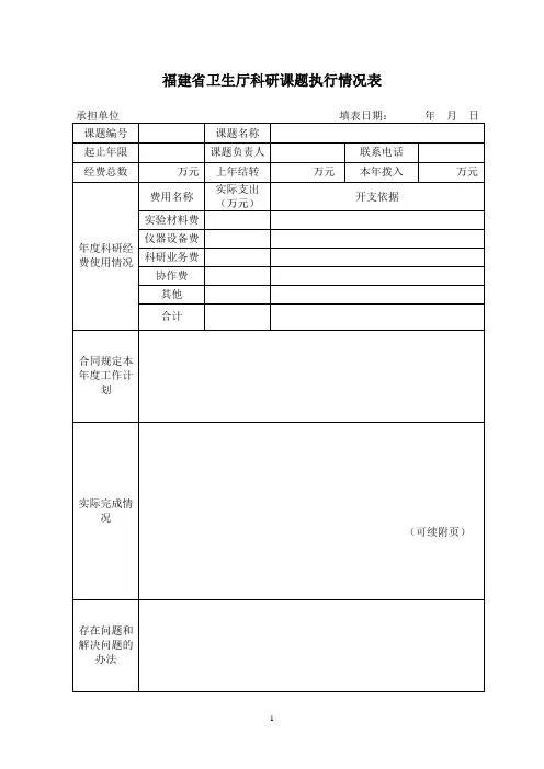 执行情况表