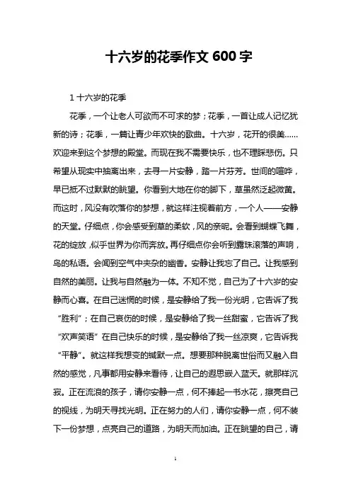 十六岁的花季作文600字