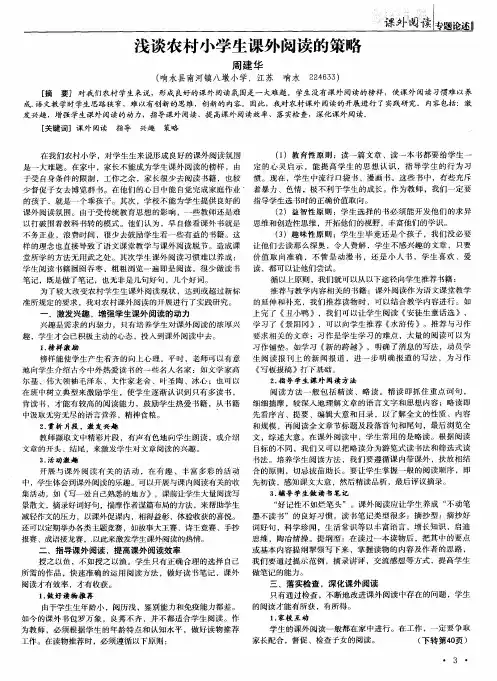 浅谈农村小学生课外阅读的策略