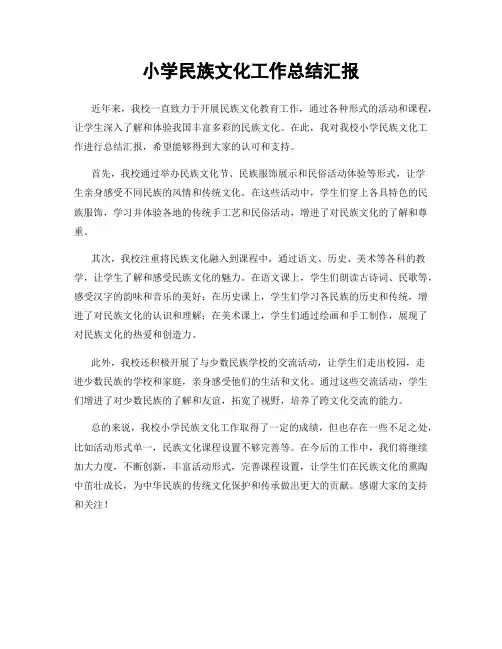 小学民族文化工作总结汇报