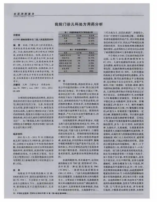 我院门诊儿科处方用药分析