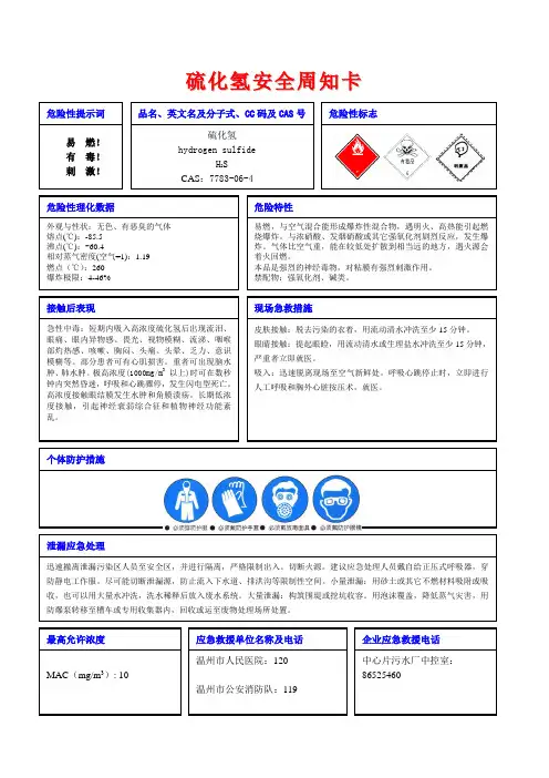 硫化氢安全周知卡 (1)