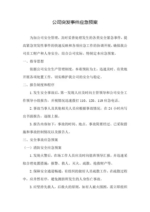 公司安全生产应急预案