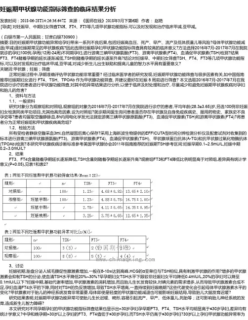 妊娠期甲状腺功能指标筛查的临床结果分析