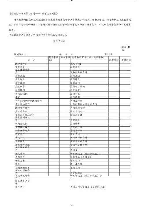 财务报表标准格式-完整版 3