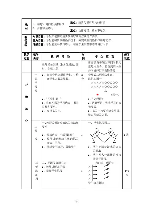 侧向滑步推铅球