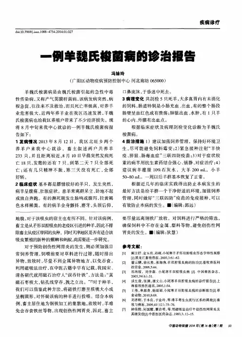 一例羊魏氏梭菌病的诊治报告