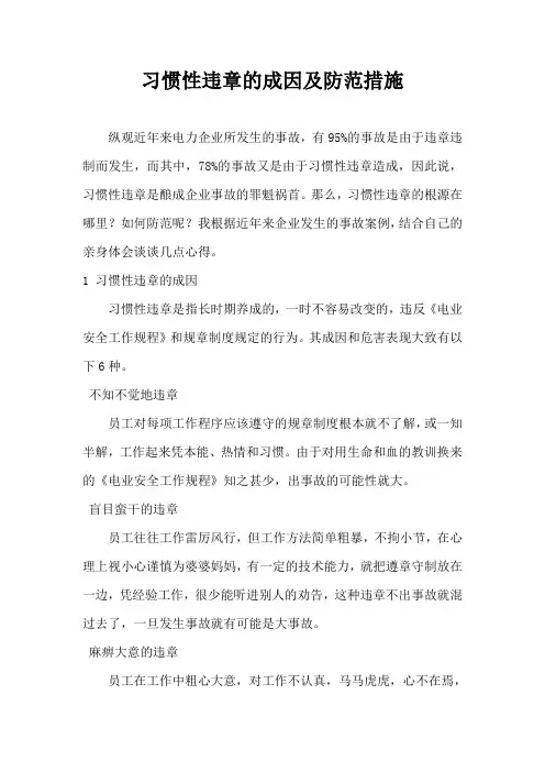 习惯性违章的成因及防范措施