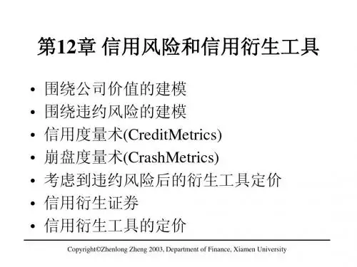 第12章 信用风险和信用衍生工具(金融工程-厦大,郑振龙)