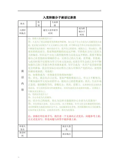 入党积极分子谈话记录表 (3)
