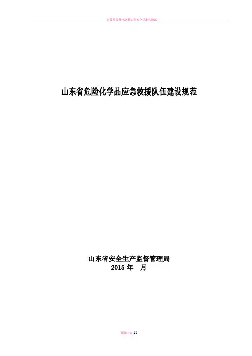 山东危险化学品应急救援队伍建设规范