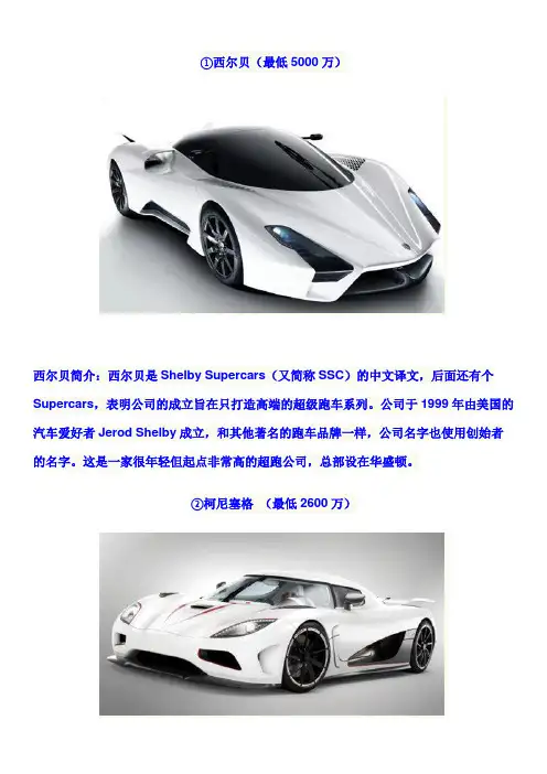 世界前十跑车