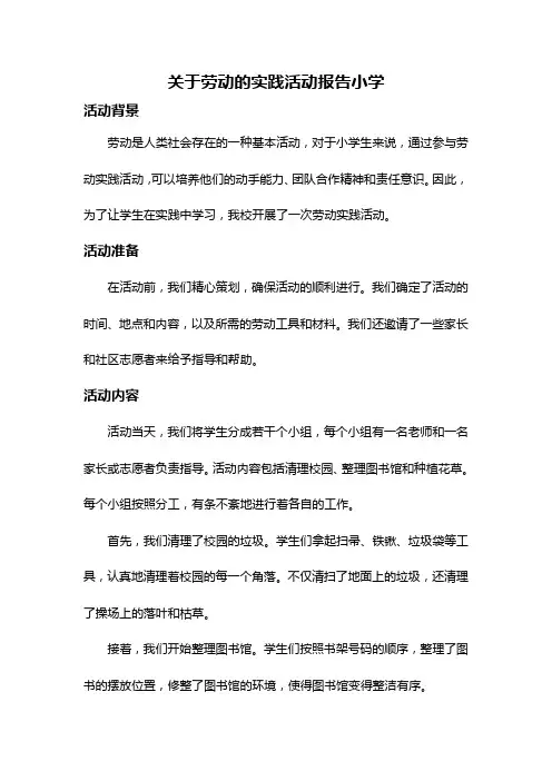 关于劳动的实践活动报告小学
