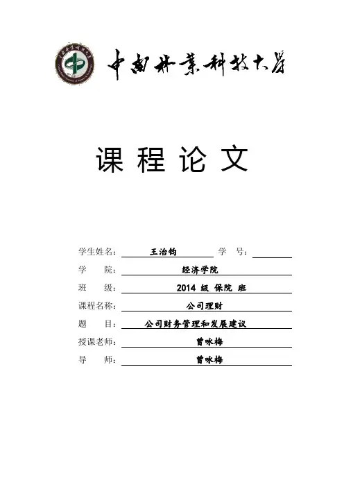 公司财务和和发展建议