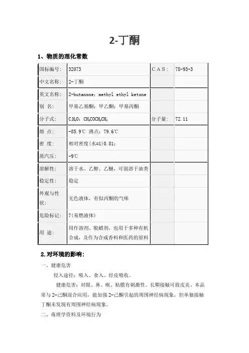 2-丁酮MSDS