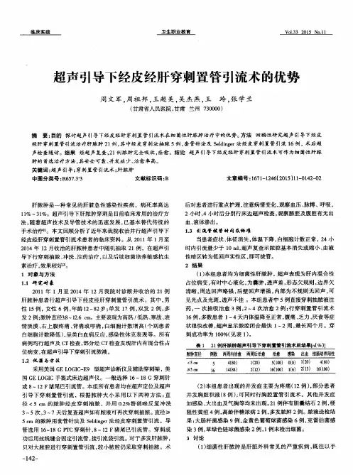 超声引导下经皮经肝穿刺置管引流术的优势