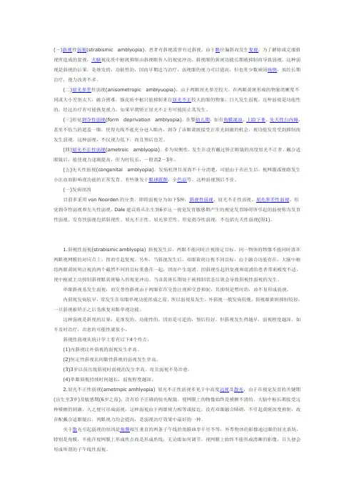 弱视治疗(病因及病理)