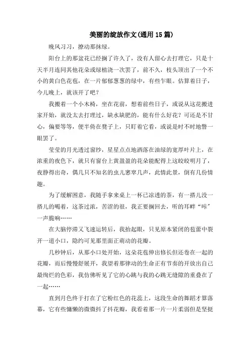 美丽的绽放作文(通用15篇)范文