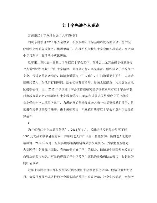 红十字先进个人事迹