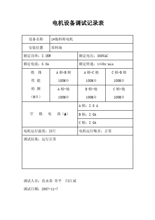 2调试记录表格