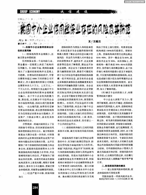 我国中小企业信用担保业存在的风险及其防范