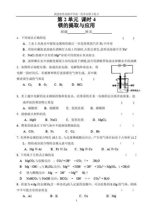 镁的提取及应用(练习)