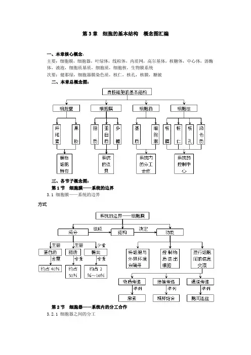 必修1  第3章细胞的基本结构概念图汇编