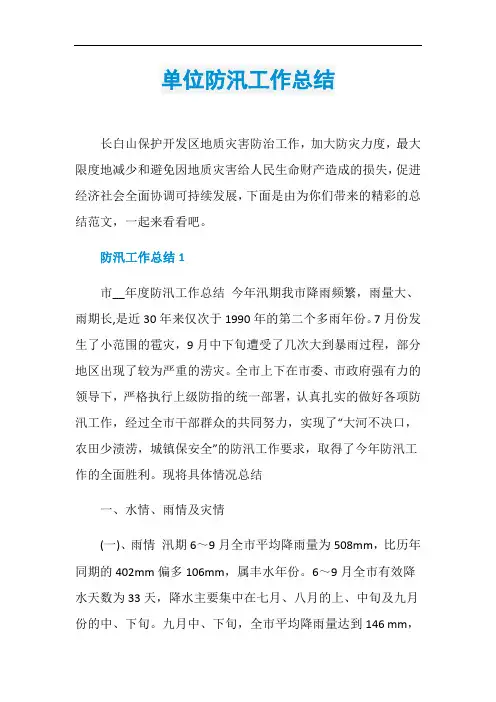 单位防汛工作总结