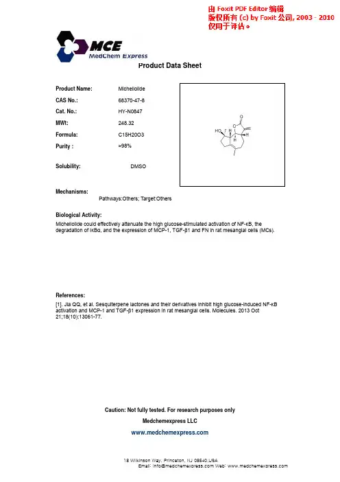 Micheliolide_68370-47-8_DataSheet_MedChemExpress