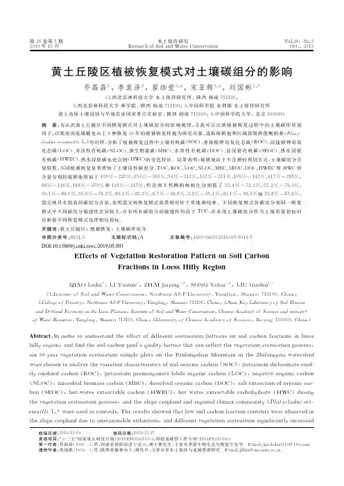 黄土丘陵区植被恢复模式对土壤碳组分的影响