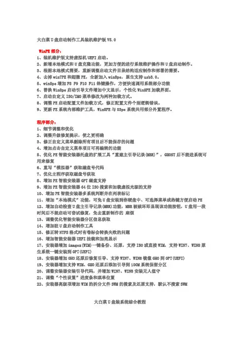 大白菜U盘启动制作工具装机维护版V5.0