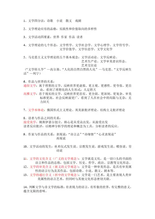 文学概论 期末复习