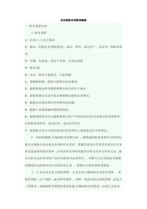 如何做财务预算表编制