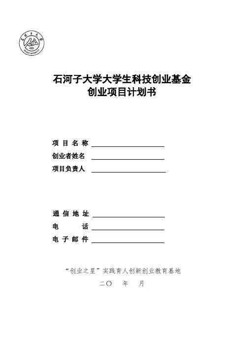 创业计划书模板 3