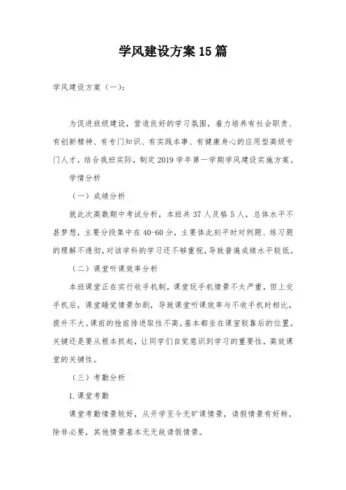 学风建设方案15篇