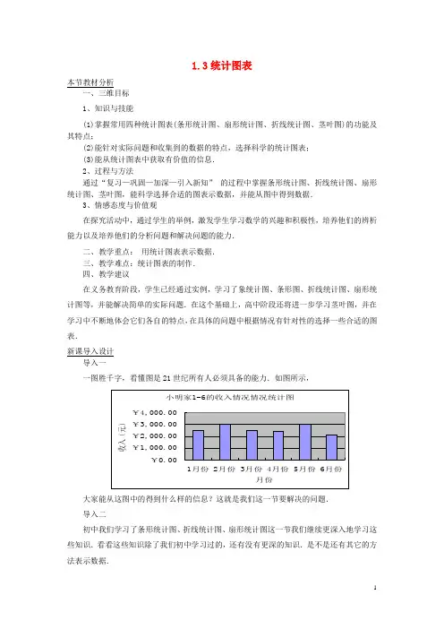高中数学第一章统计1.3统计图表教案北师大版必修3课件